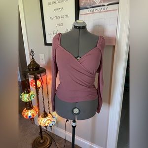 Abound - Long Sleeve Wrap Front Puff Shoulder Shirt